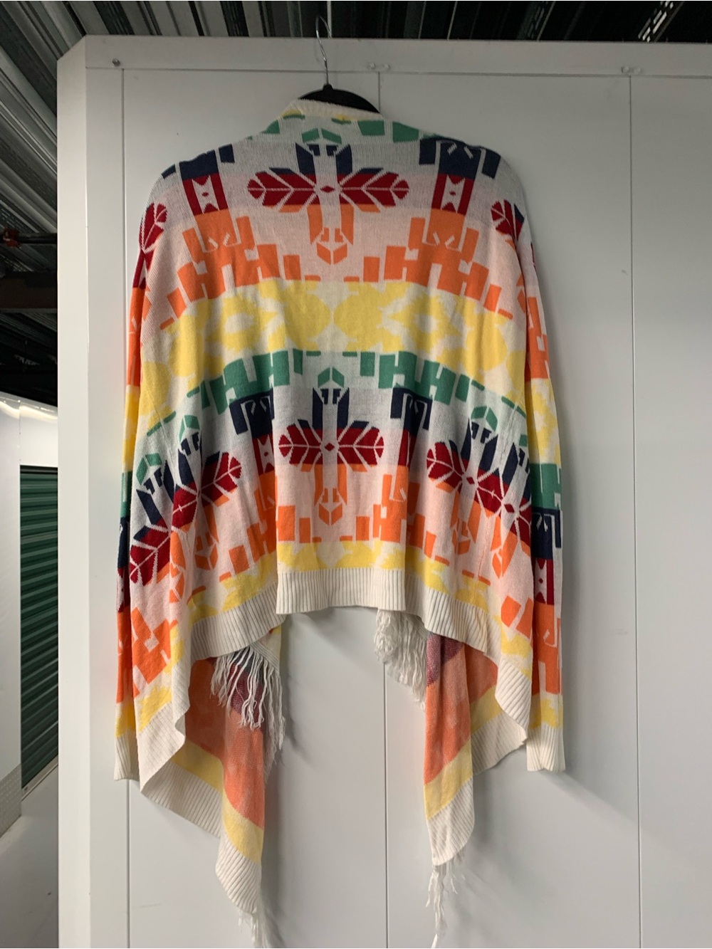 Umgee Multicolor Geometric Fringe Cardigan- Size L - Picture 5 of 5